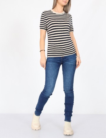 
						Bluza Only, crem/bleumarin