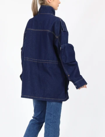 Jacheta Oversize Pieces, bleumarin