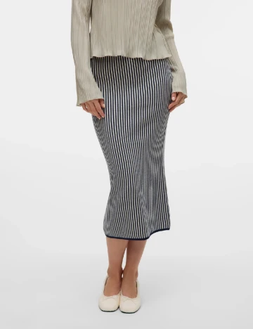 Fusta Vero Moda, alb/albastru