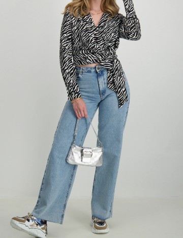 
						Top Vero Moda, alb/negru