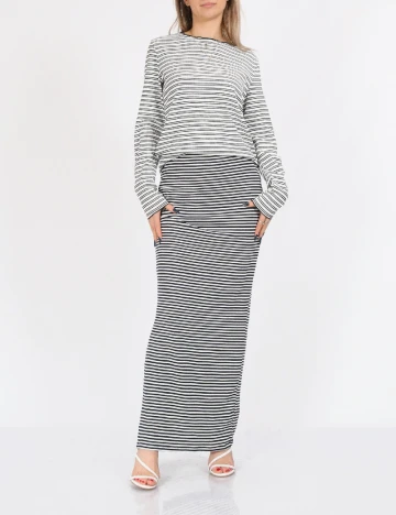 Fusta Vero Moda, alb/albastru