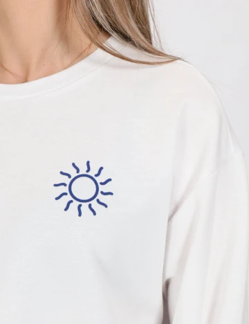 Bluza Oversize Pieces, alb Alb