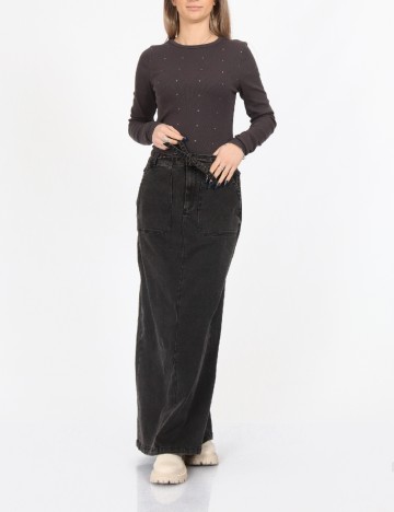 
						Fusta Jacqueline de Yong, gri inchis