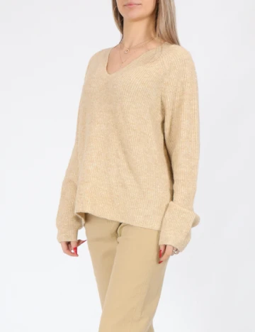 Pulover Pieces, crem