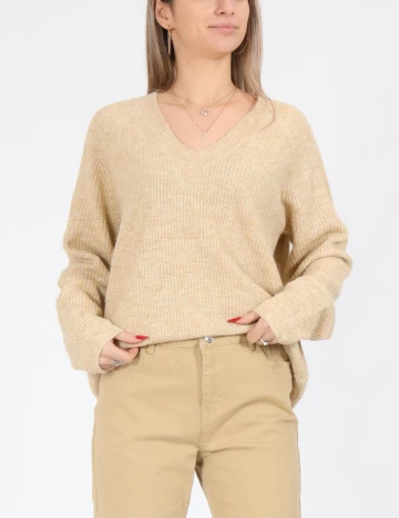 Pulover Pieces, crem