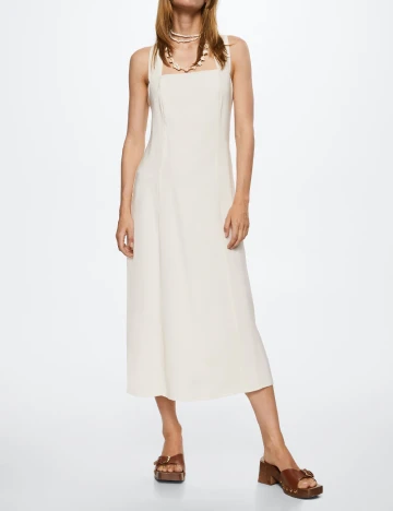 Rochie medie Mango, ecru Alb