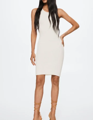 Rochie scurta Mango, crem Crem