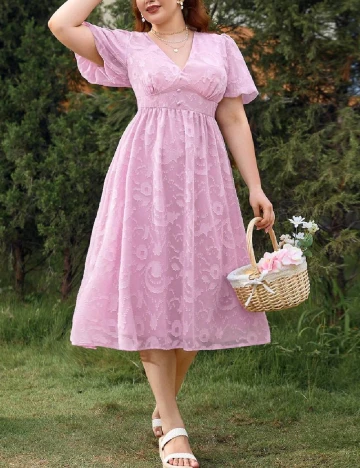 Rochie medie SHEIN CURVE, roz pudra Roz