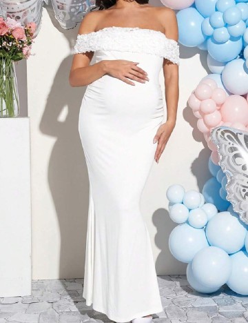 Rochie lunga SHEIN Maternity, alb