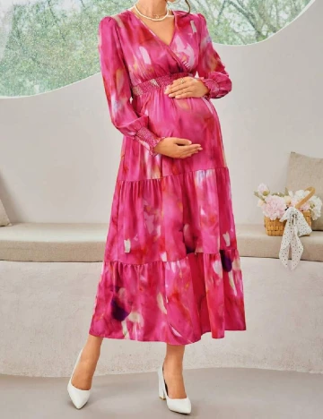 Rochie lunga SHEIN Maternity, roz Roz