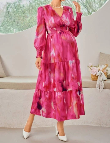 Rochie lunga SHEIN Maternity, roz Roz