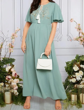 Rochie lunga SHEIN Maternity, verde