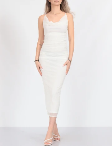 Rochie medie Boohoo, alb Alb