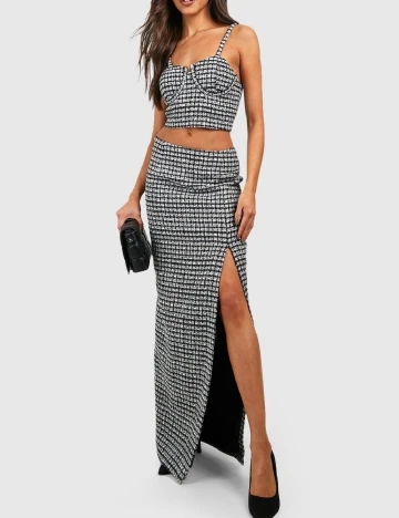 Top Boohoo, alb/negru