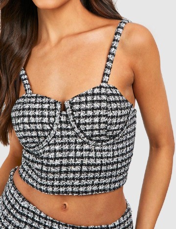Top Boohoo, alb/negru