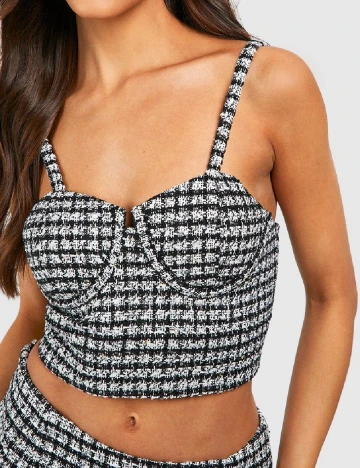 Top Boohoo, alb/negru