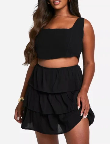Fusta Boohoo Plus Size, negru