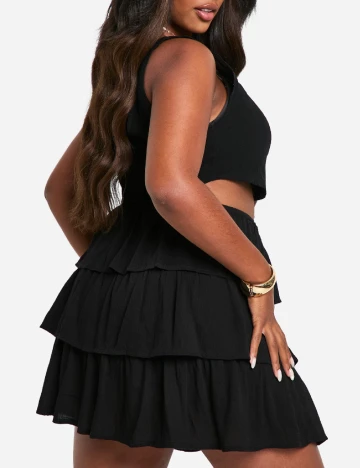 Fusta Boohoo Plus Size, negru