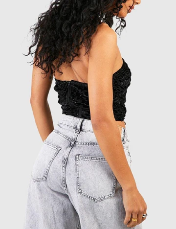 Top Boohoo, negru