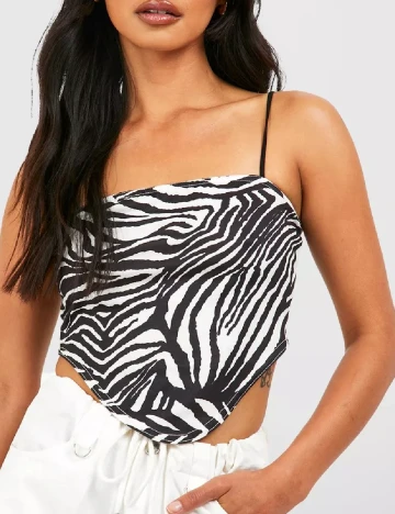 Top Boohoo, alb/negru