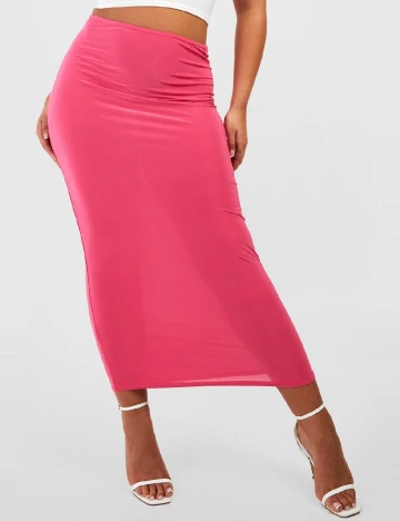 Fusta Boohoo Plus Size, roz