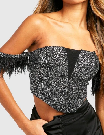 Top Boohoo, gri/negru