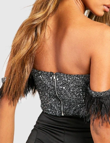 Top Boohoo, gri/negru
