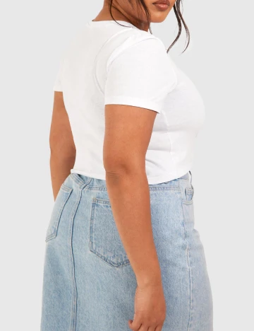 Top Boohoo Plus Size, alb Alb