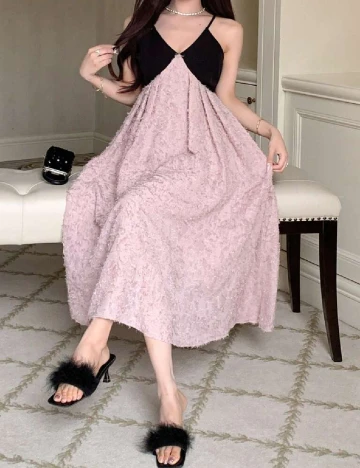 Rochie medie Dazy, roz pudra Roz