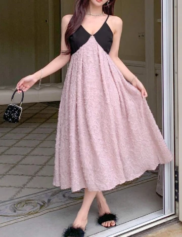 Rochie medie Dazy, roz pudra Roz