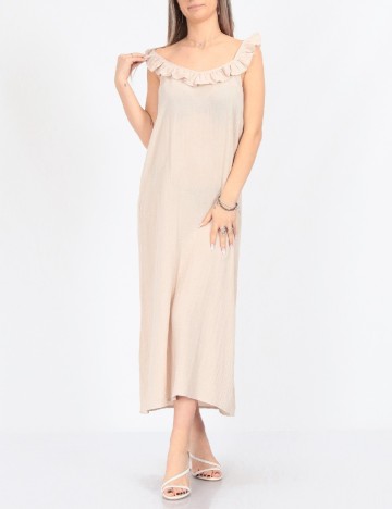 Rochie medie Pieces, crem