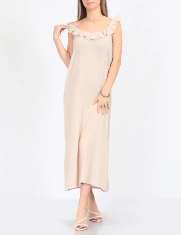 Rochie medie Pieces, crem