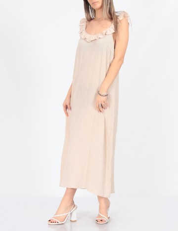 Rochie medie Pieces, crem