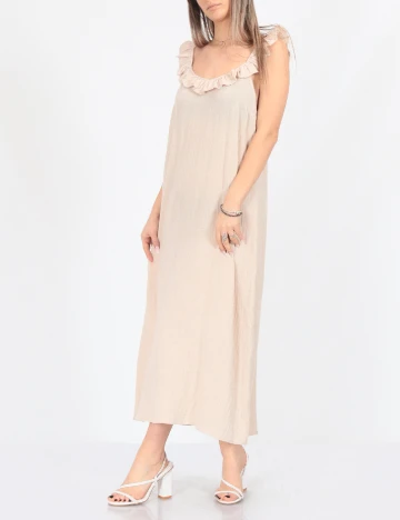 Rochie medie Pieces, crem