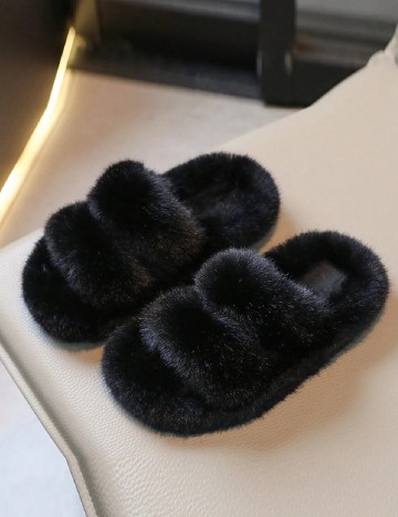 
						Papuci de Casa Shein Kids, negru