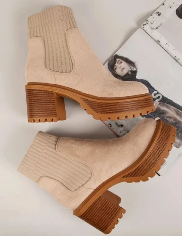 Botine SHEIN, crem Crem
