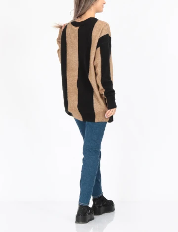 Pulover Oversize Vero Moda, negru/maro Maro