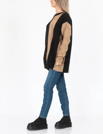 Pulover Oversize Vero Moda, negru/maro Maro