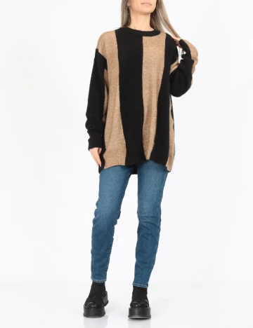 Pulover Oversize Vero Moda, negru/maro Maro