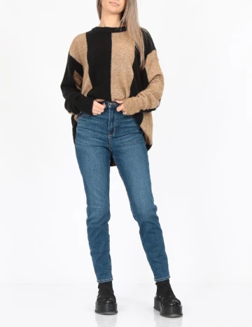 Pulover Oversize Vero Moda, negru/maro Maro