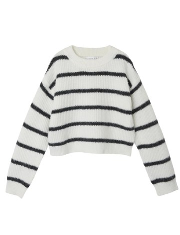 
						Pulover Name It, alb/negru