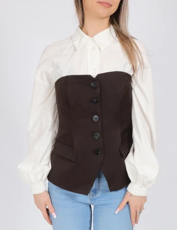 Top Vero Moda, maro inchis