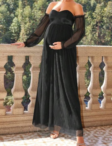 Rochie lunga SHEIN Maternity, negru