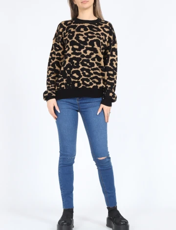 Bluza Vero Moda, negru/maro