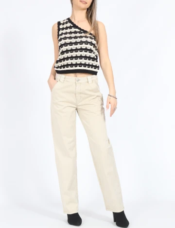 Top Vero Moda, negru/crem Negru