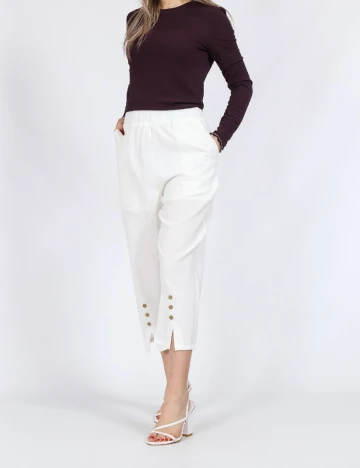 Pantaloni trei sferturi Emery Rose, alb