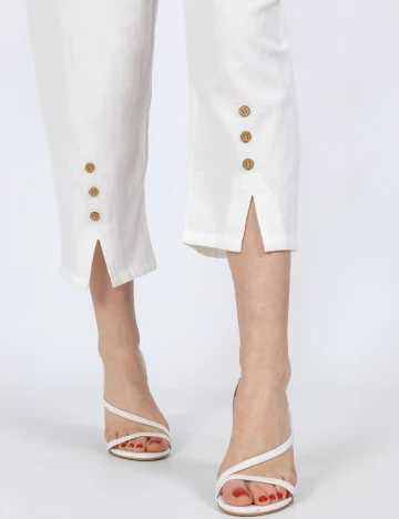 Pantaloni trei sferturi Emery Rose, alb