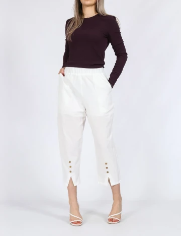 Pantaloni trei sferturi Emery Rose, alb