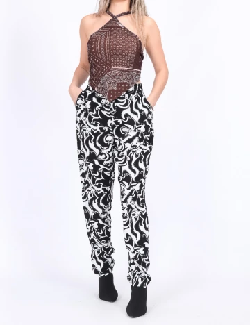 Pantaloni Vero Moda, alb/negru