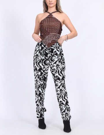 Pantaloni Vero Moda, alb/negru